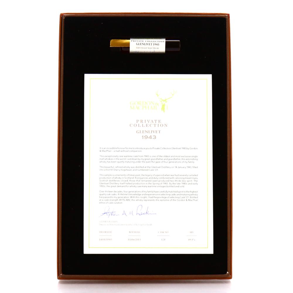 Glenlivet 1943 Gordon and MacPhail 70 Year Old Private Collection 1cl