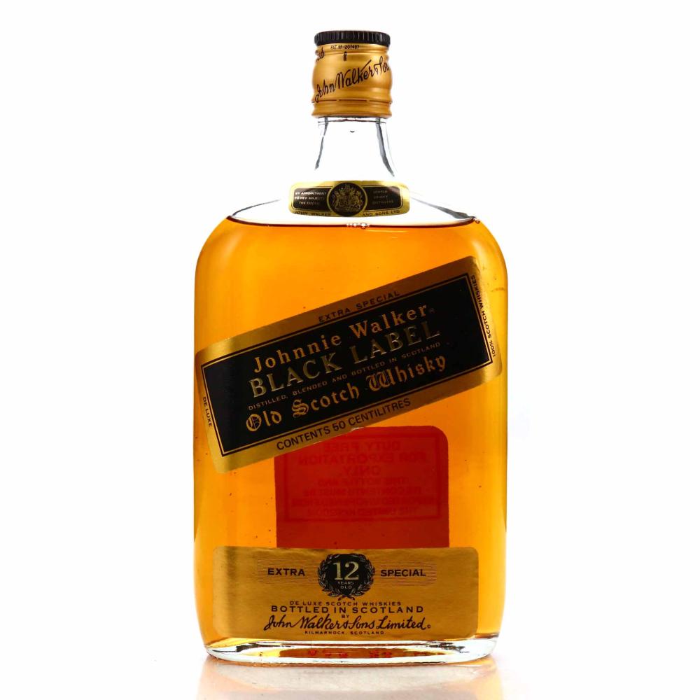 Johnnie Walker Black Label 12 Year Old 50cl 1970s / Flask Bottle
