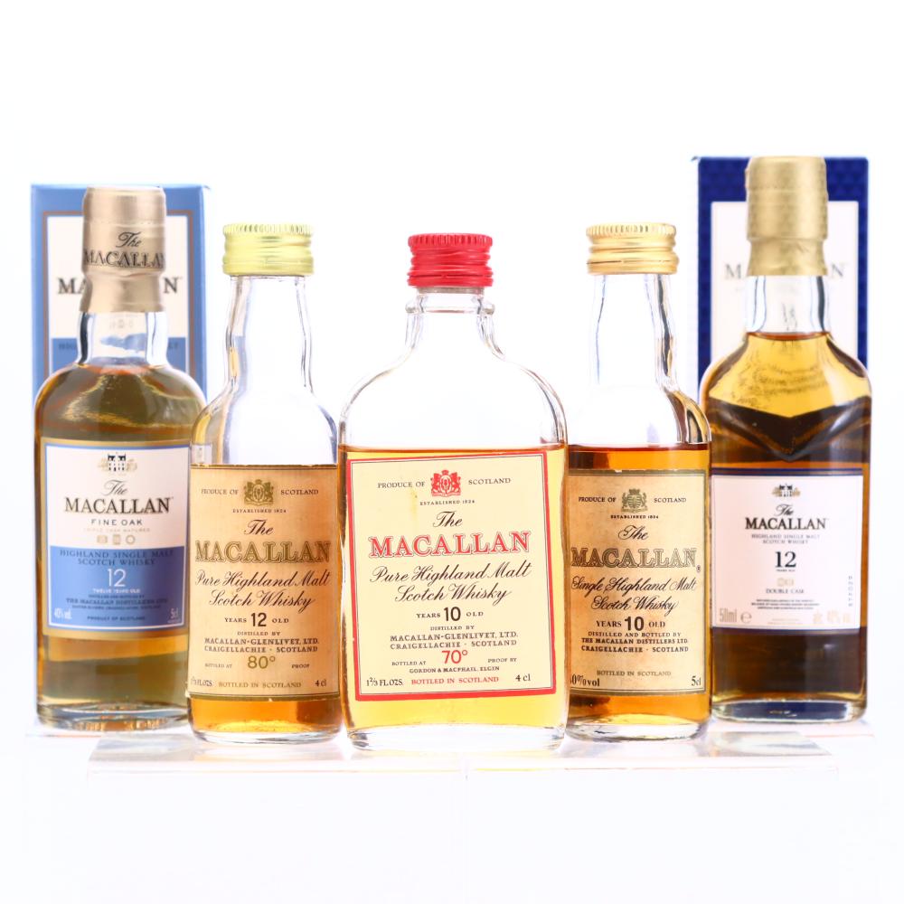 Macallan Miniatures x 5 includes Macallan 10 Year Old Gordon and MacPhail 1970s