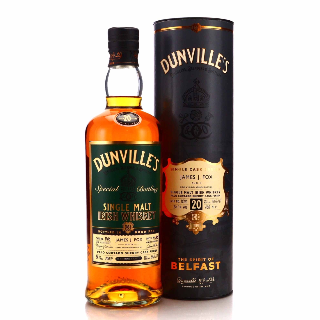Dunville's 20 Year Old Single Palo Cortado Cask Finish #1206 / James J. Fox
