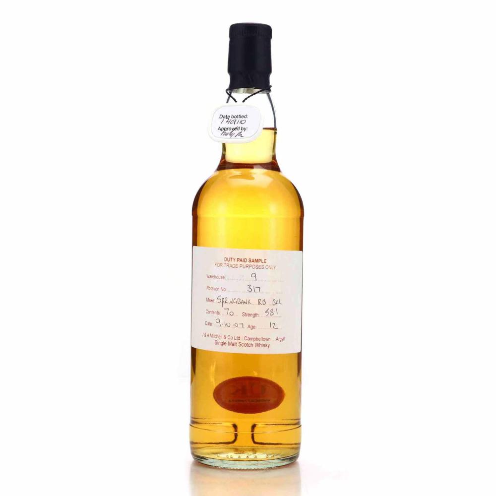 Springbank 2007 Duty Paid Sample 12 Year Old / Refill Bourbon