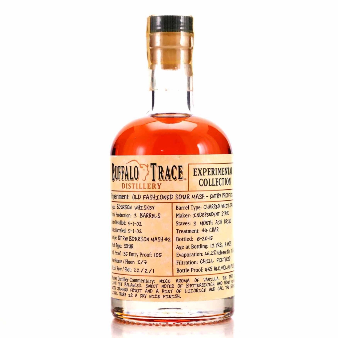 Buffalo Trace 2002 Experimental Collection 13 Year Old 37.5cl /  Old Fashioned Sour Mash - Entry Proof 105