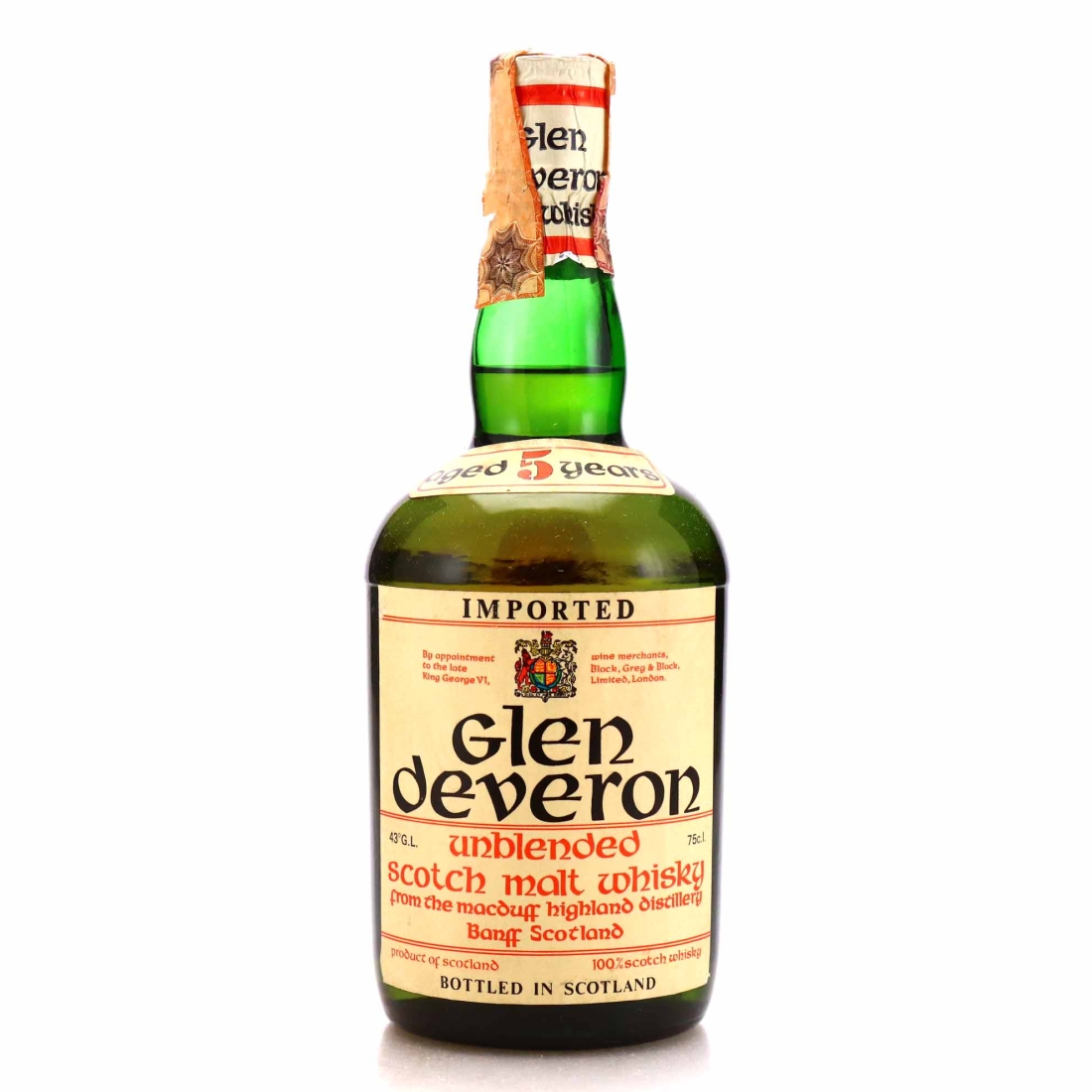 Glen Deveron 5 Year Old 1960s / Stefanini Import