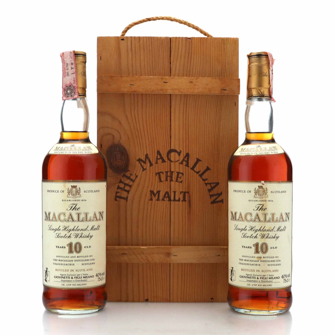 Macallan 10 Year Old 1980s 2 x 75cl / Giovinetti Import