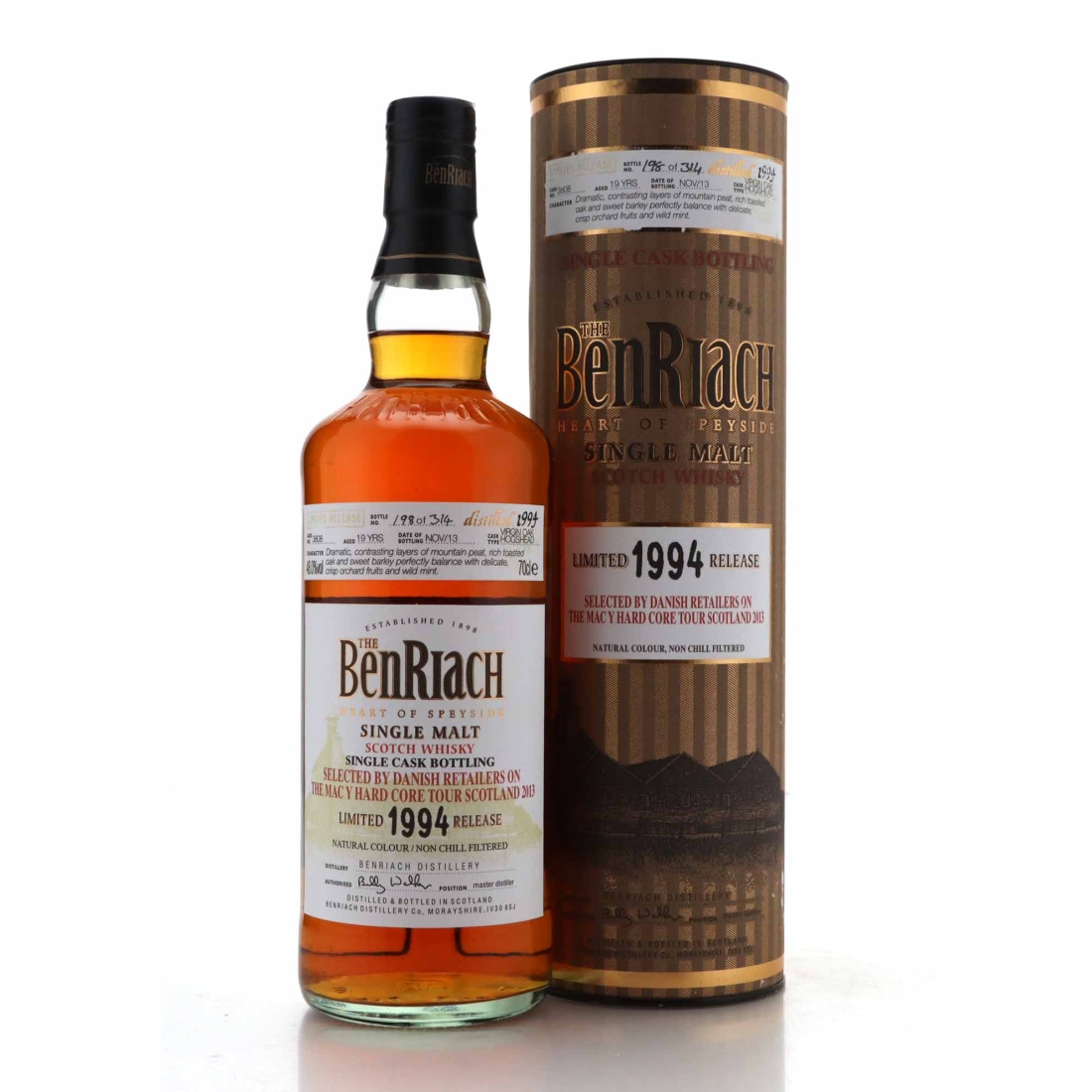 Benriach 1994 Peated Single Cask 19 Year Old #3808 / Denmark