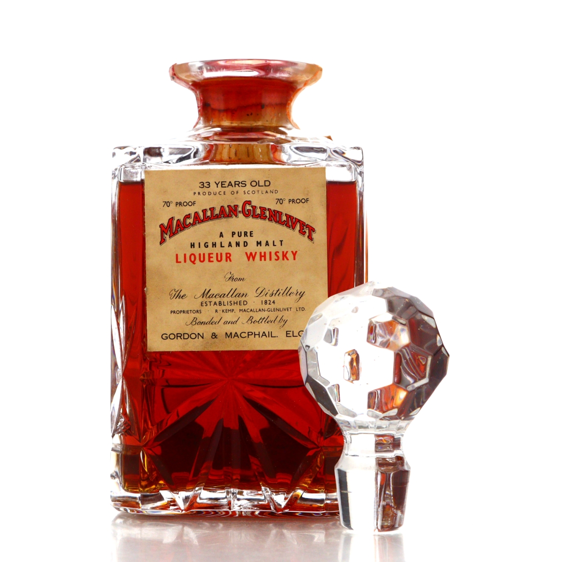 Macallan 33 Year Old Gordon and MacPhail Decanter 1970s / Co. Pinerolo Import