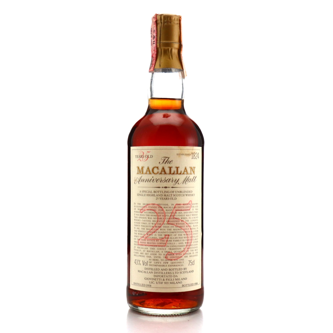 Macallan 1958 Anniversary Malt 25 Year Old / Giovinetti Import