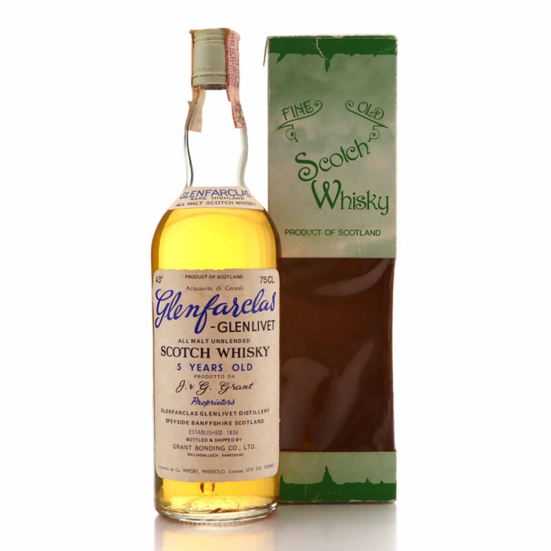 Glenfarclas 5 Year Old Grant Bonding Co 1970s / Co. Pinerolo Import