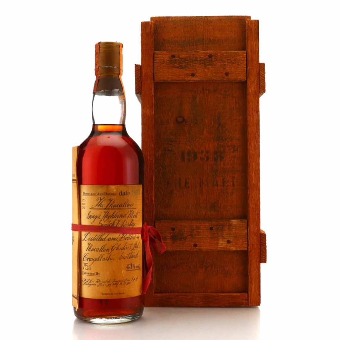 Macallan 1938 Handwritten Label / Rinaldi Import