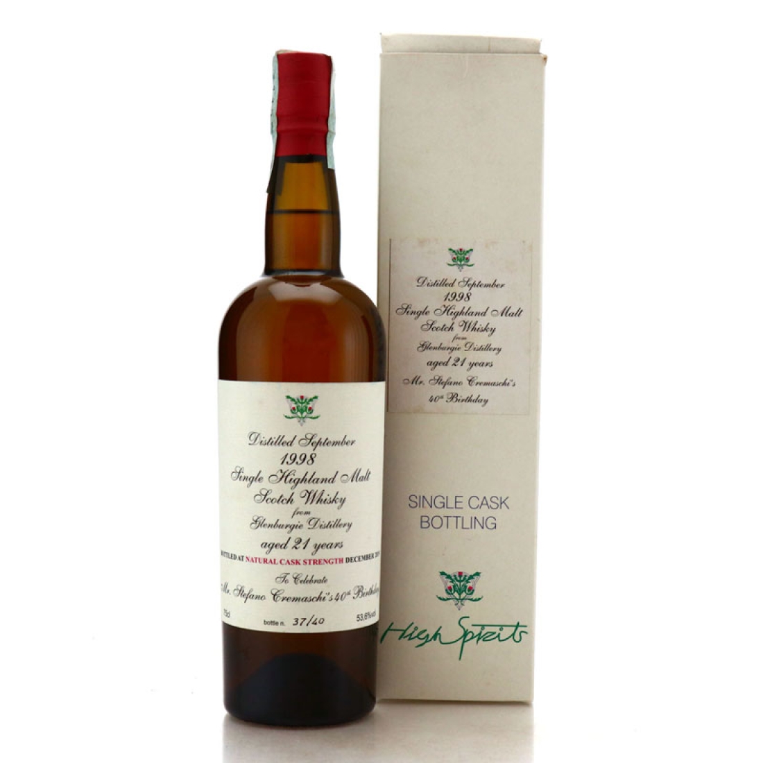 Glenburgie 1998 High Spirits 21 Year Old / Stefano Cremaschi 40th Birthday