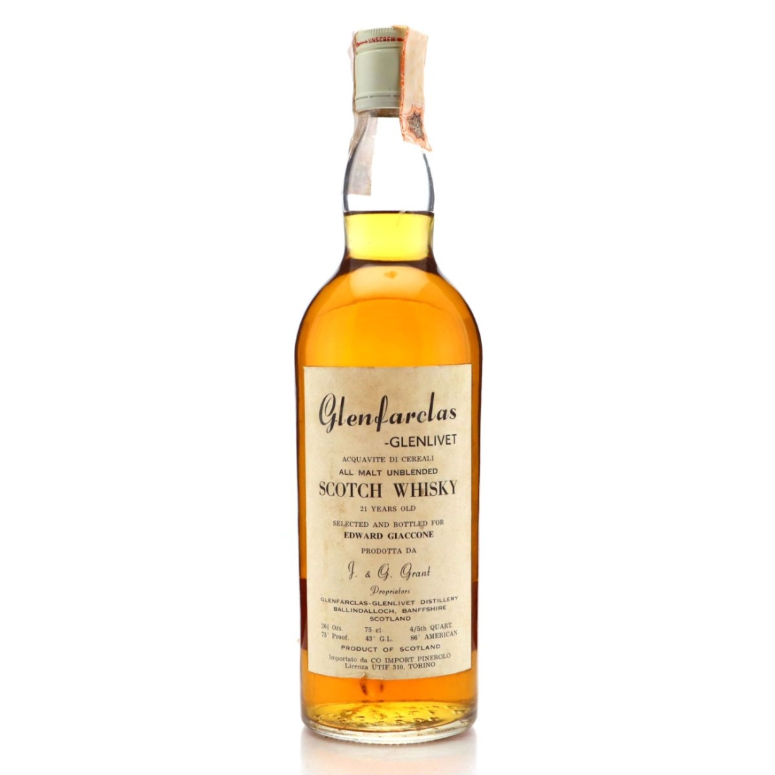 Glenfarclas 21 Year Old for Edoardo Giaccone / Pinerolo Import