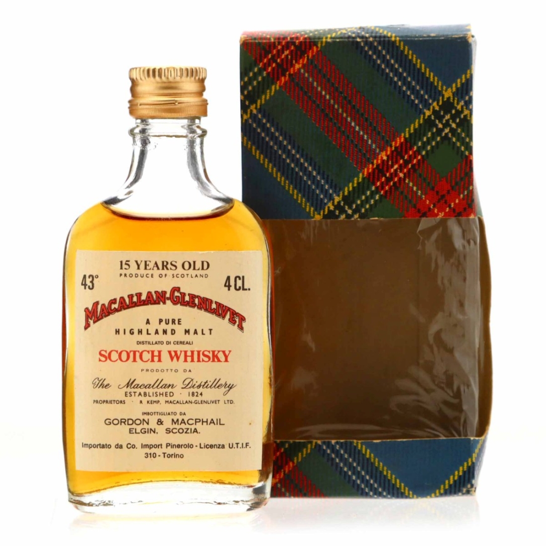 Macallan 15 Year Old Gordon and MacPhail Miniature 4cl 1970s / Pinerolo Import