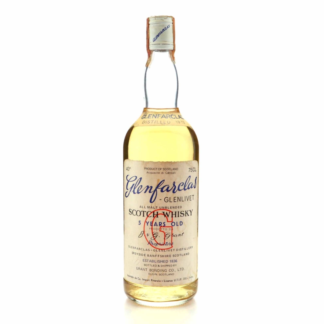 Glenfarclas 1972 Grant Bonding Co 5 Year Old / Co. Pinerolo Import