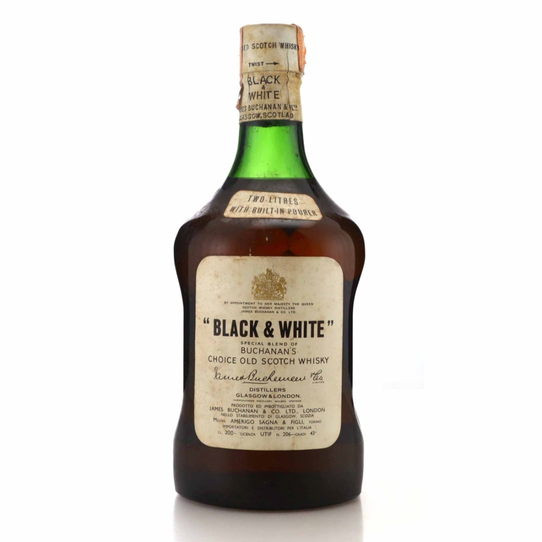 Black and White Scotch Whisky 2 Litre 1960s / Amerigo Sagna Import