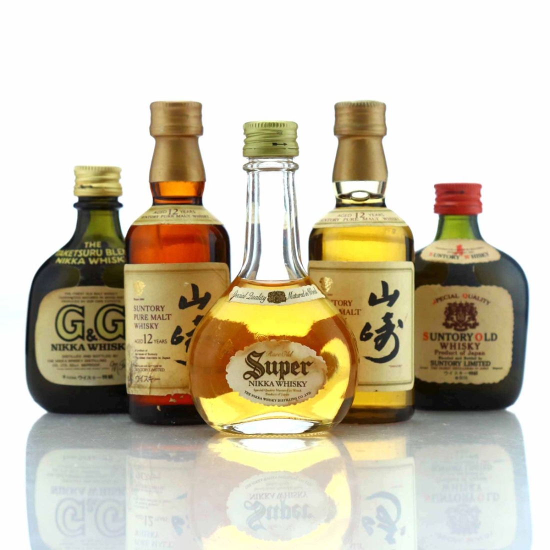 Japanese Whisky Miniature x 5 / includes Suntory Pure Malt 12 Year Old