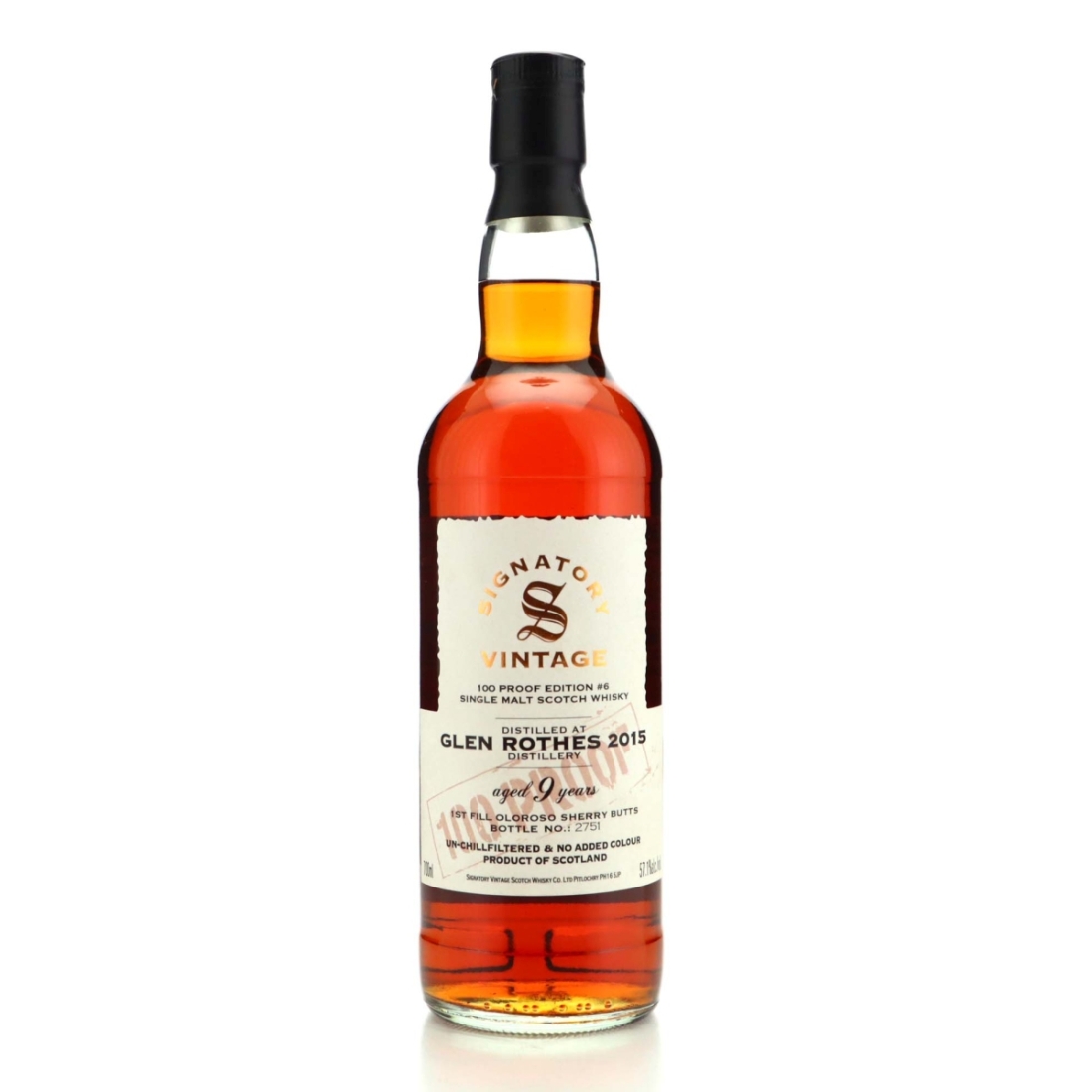 Glen Rothes 2015 Signatory Vintage 9 Year Old 100 Proof