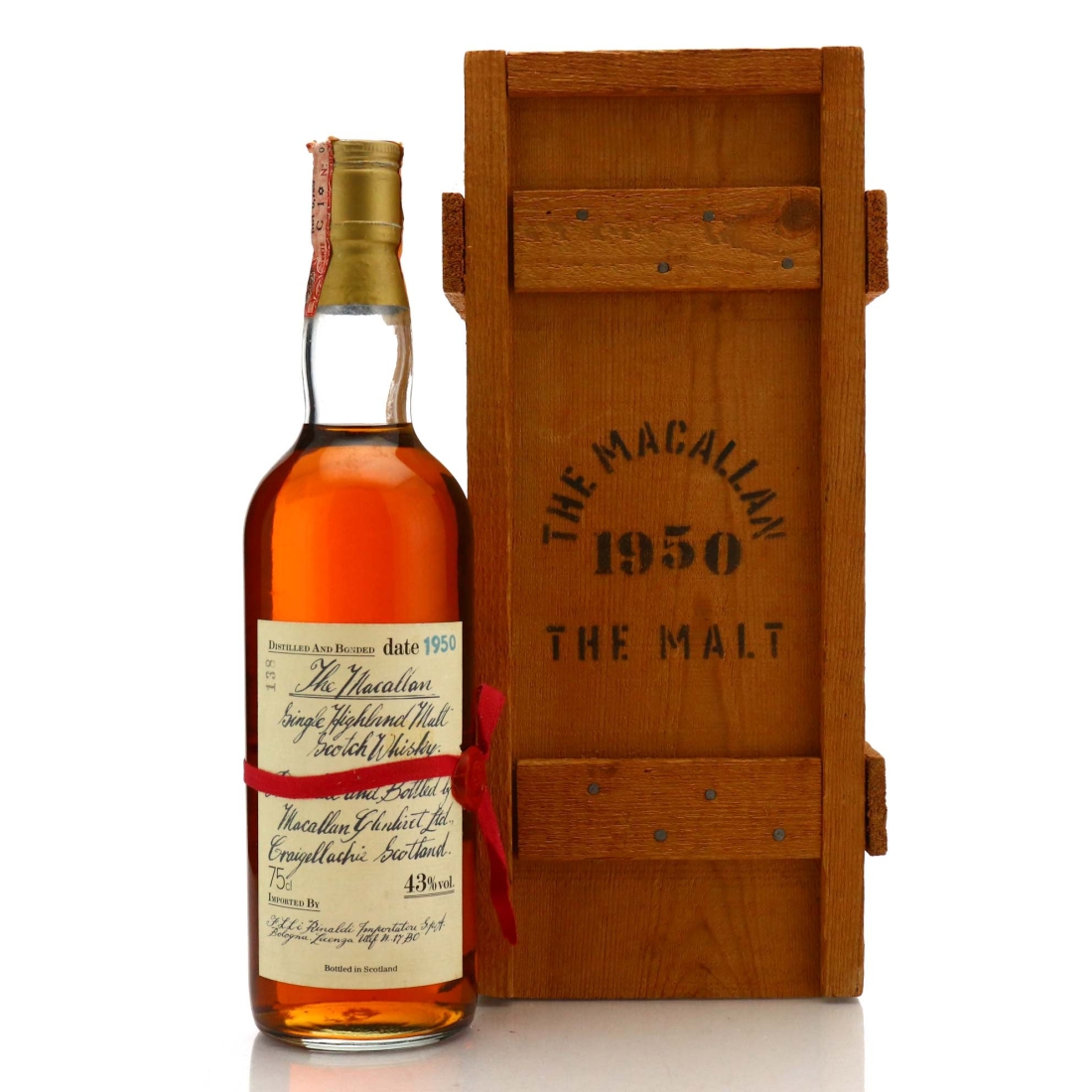 Macallan 1950 Handwritten Label / Rinaldi Import