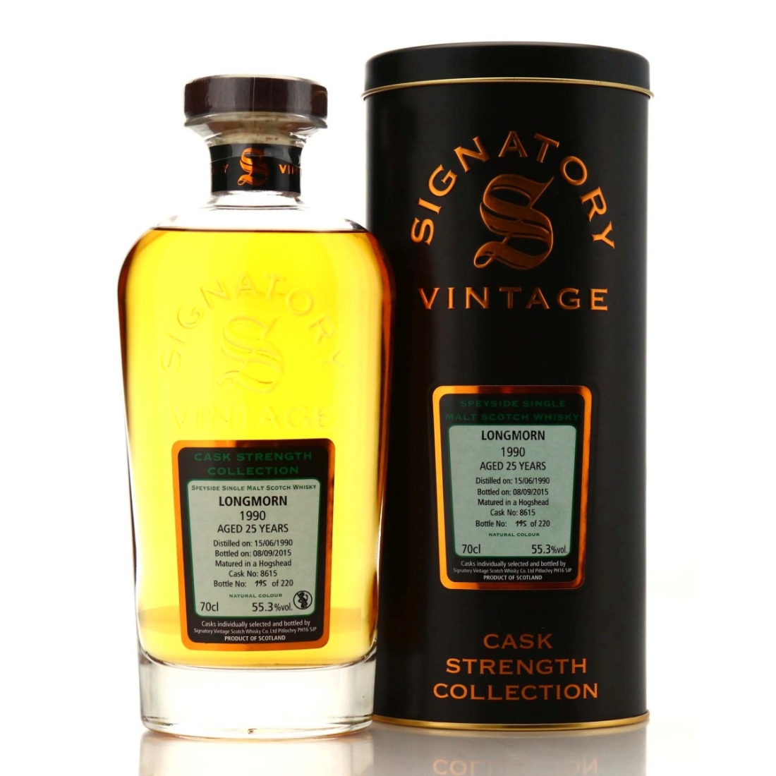 Longmorn 1990 Signatory Vintage 25 Year Old Cask Strength #8615