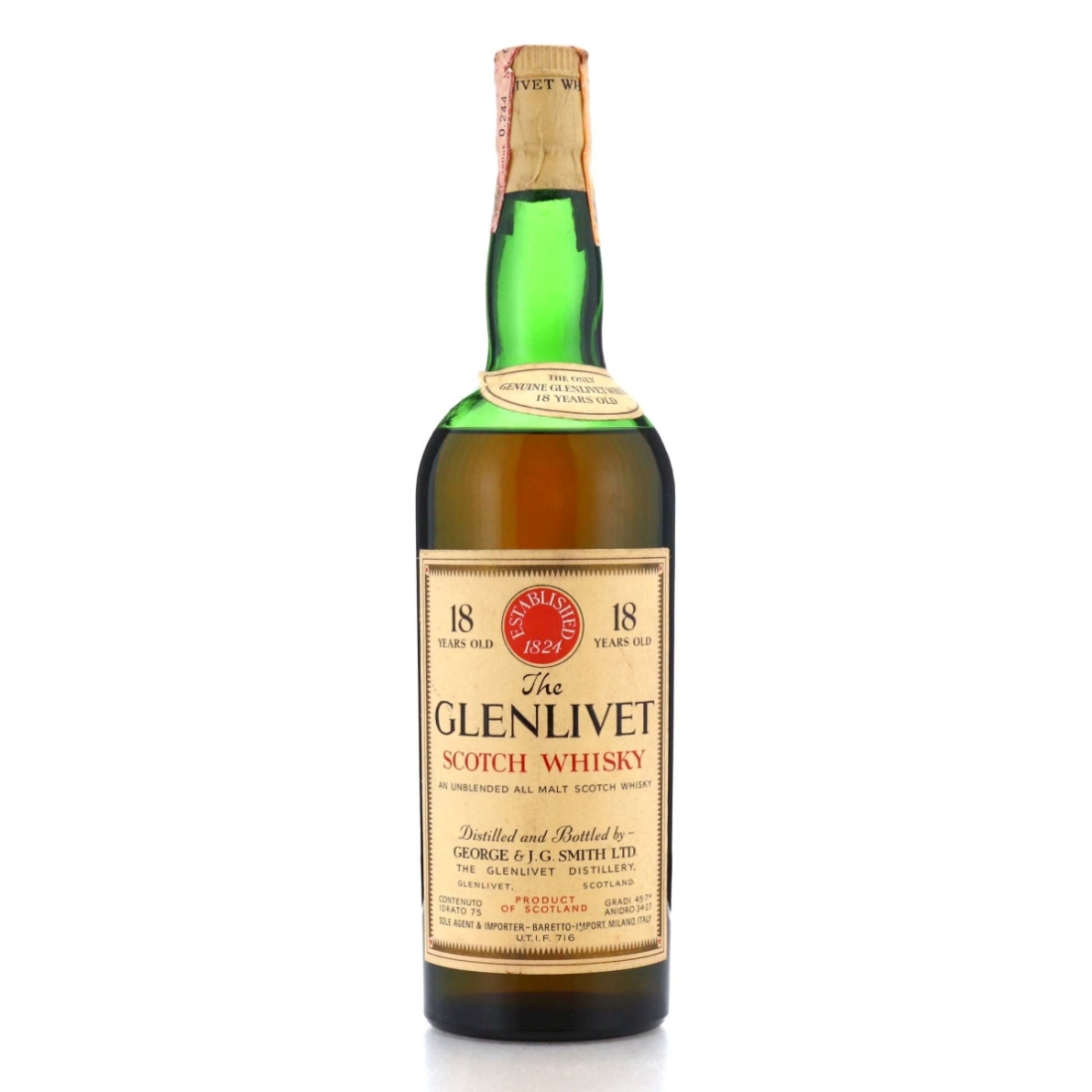 Glenlivet 18 Year Old circa 1970s / Baretto Import