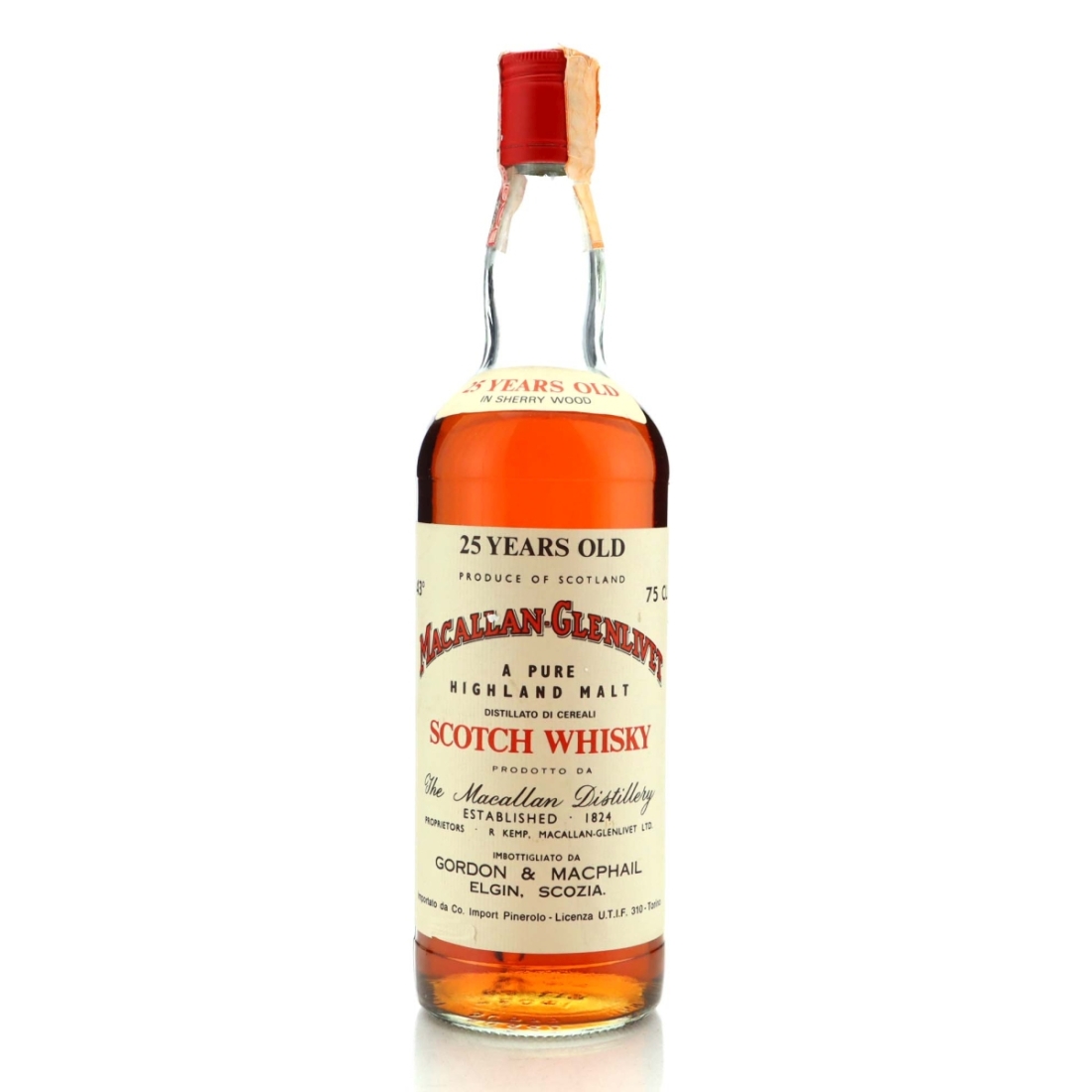 Macallan 25 Year Old Gordon and MacPhail 1970s / Co. Pinerolo Import