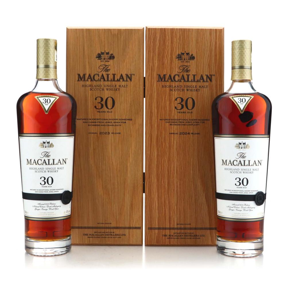 Macallan 30 Year Old Sherry Oak 2023 & 2024 Releases 2 x 70cl