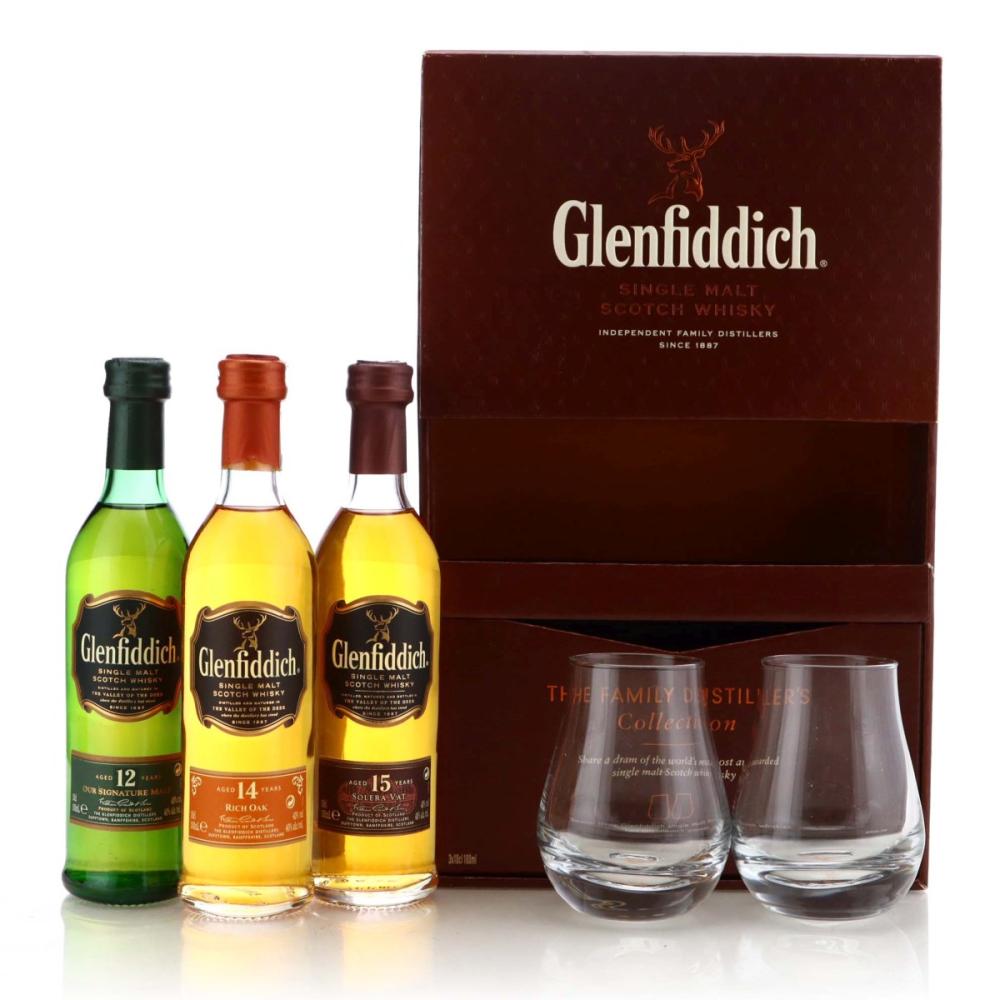 Glenfiddich Family Distiller's Collection Gift Set 3 x 10cl / with 2 x Glasses