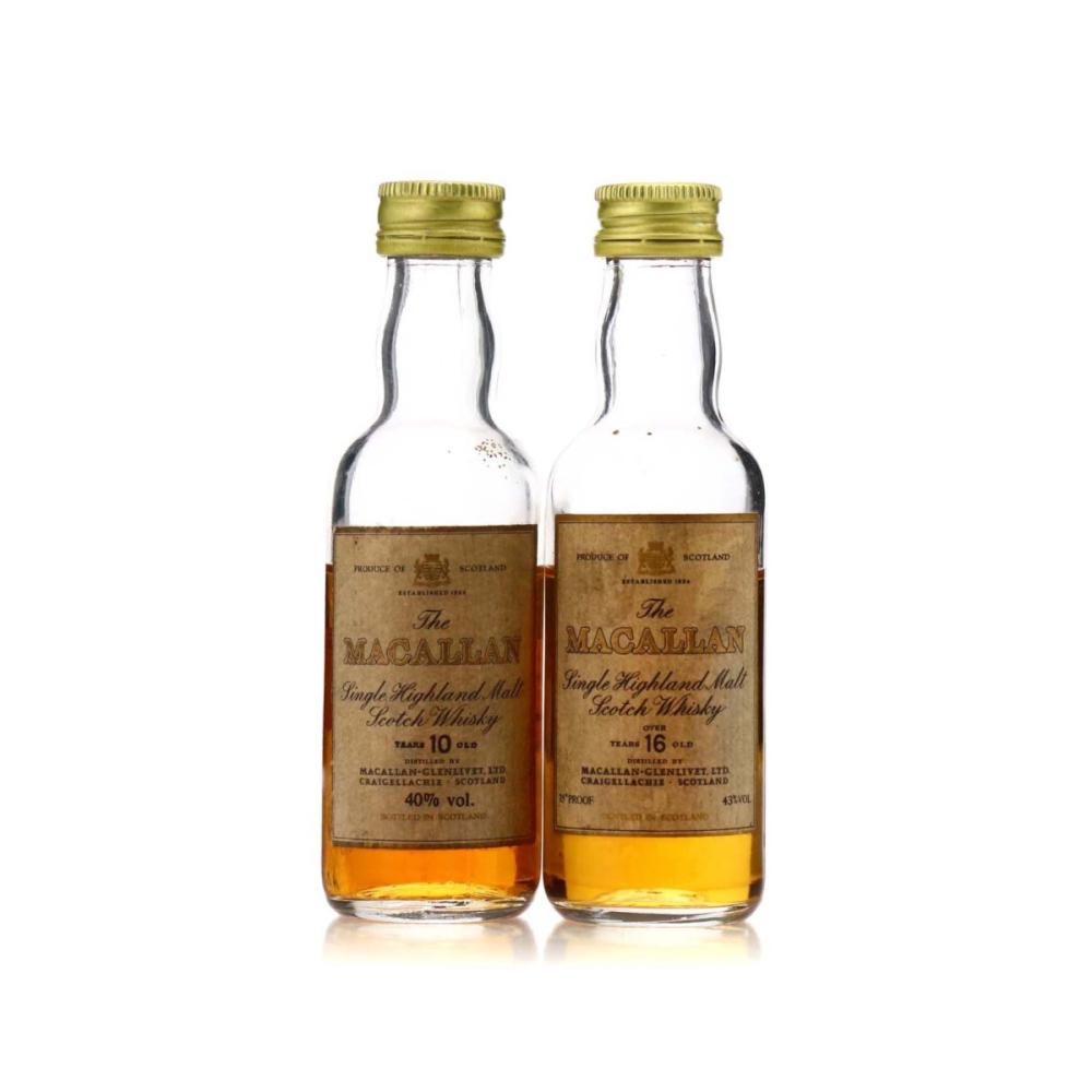 Macallan 10 Year Old & 16 Year Old Miniatures 1980s 2x5cl
