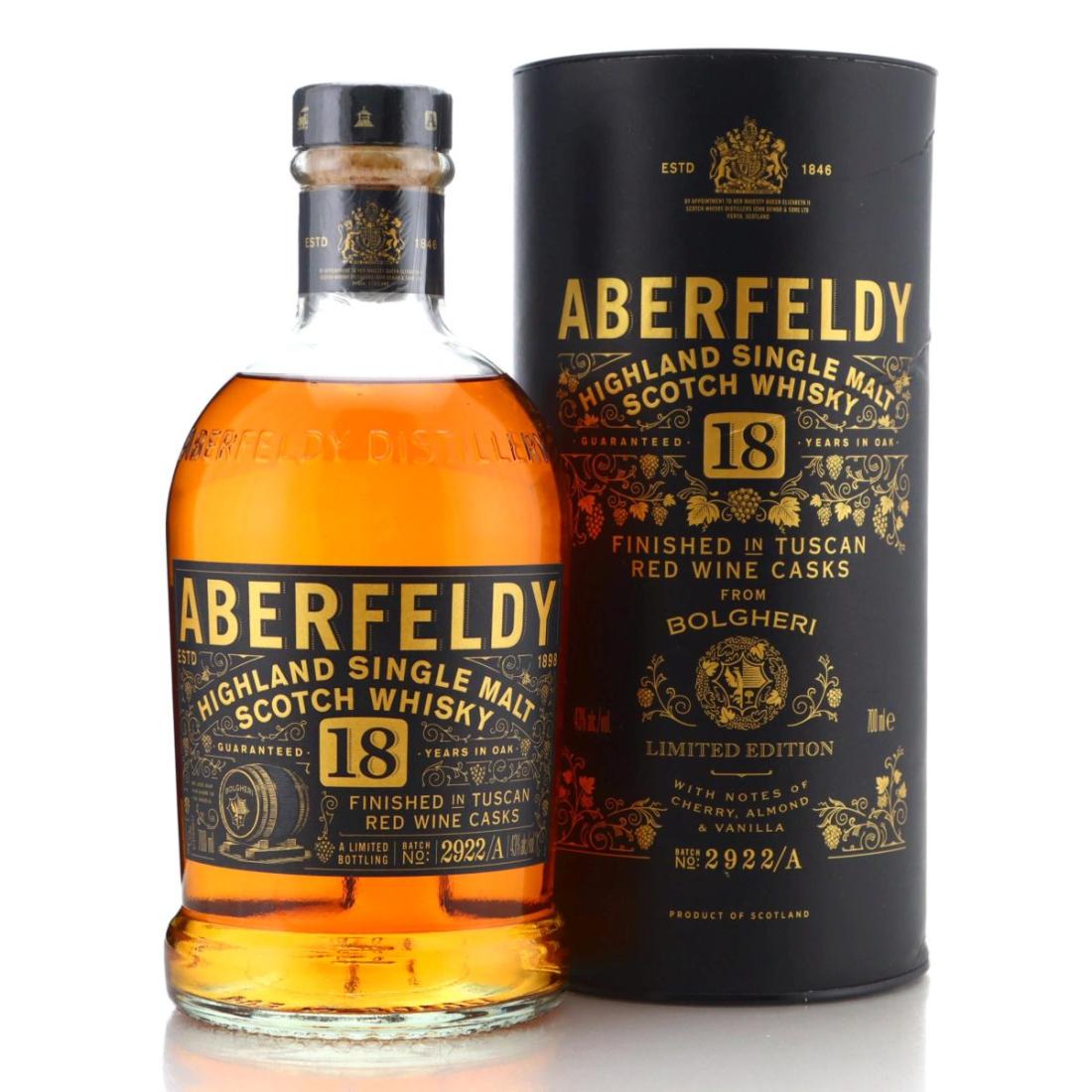 Aberfeldy 18 Finished In Tuscan Red Wine Casks Batch No 2922 A