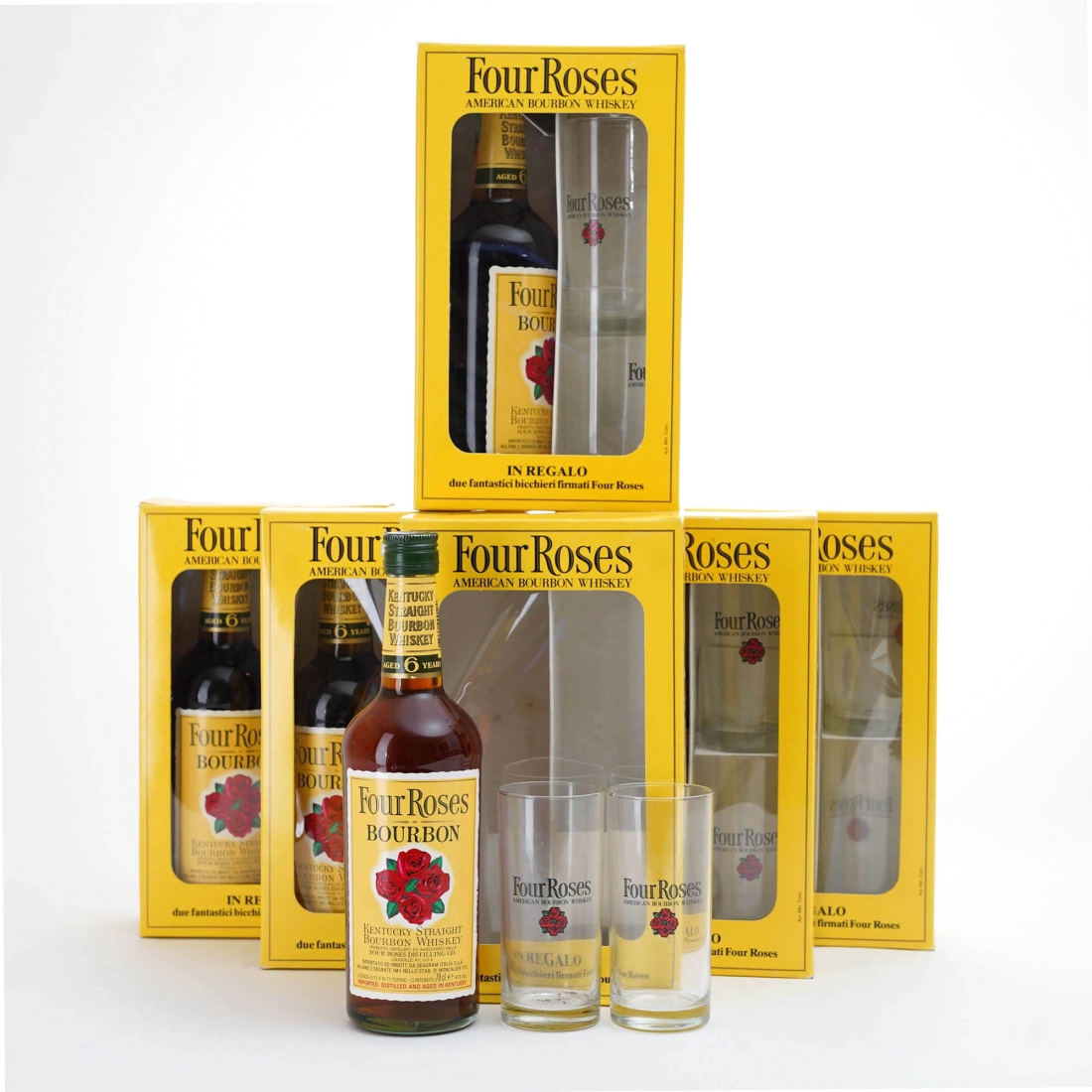 Four Roses 6 Year Old Kentucky Straight Bourbon Gift Pack 6 x 70cl 1990s