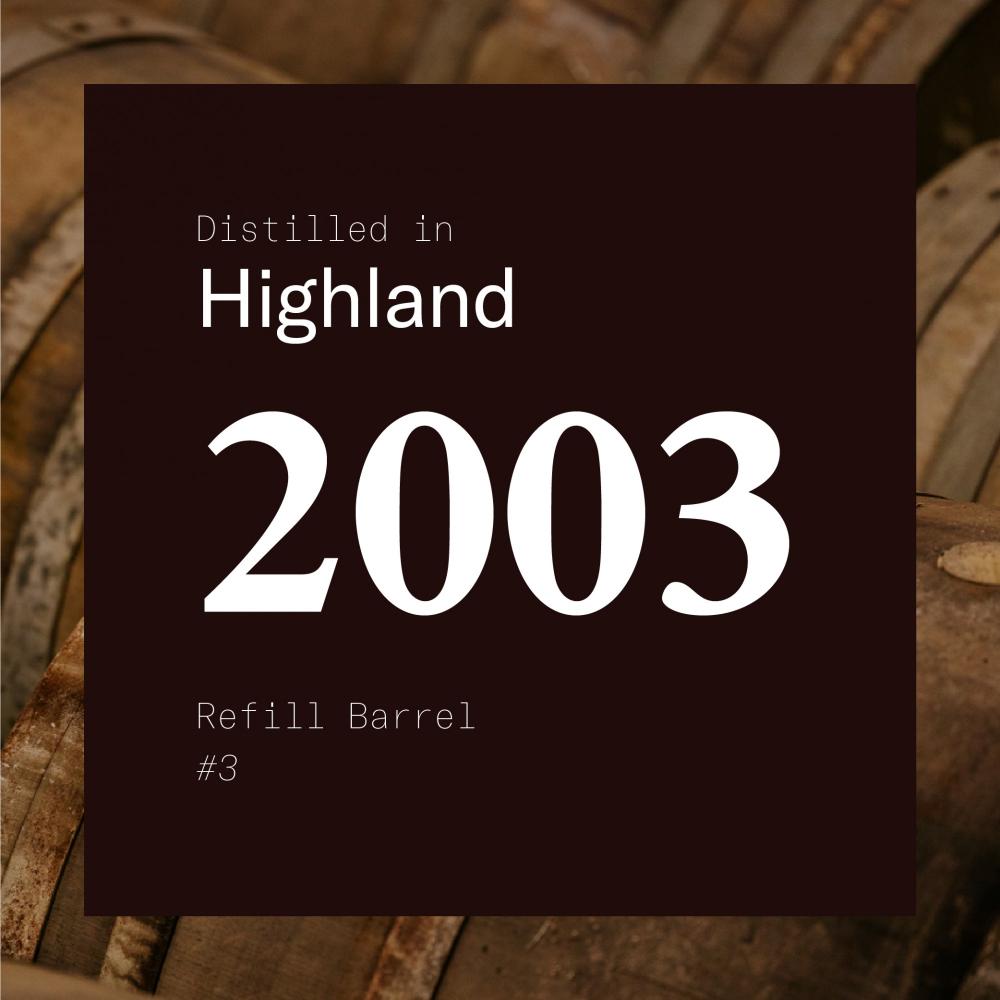 1 Highland Single Malt 2003 Refill Barrel #8 - Heavily Peated / Cask in storage at D&M Winchester (Forres)