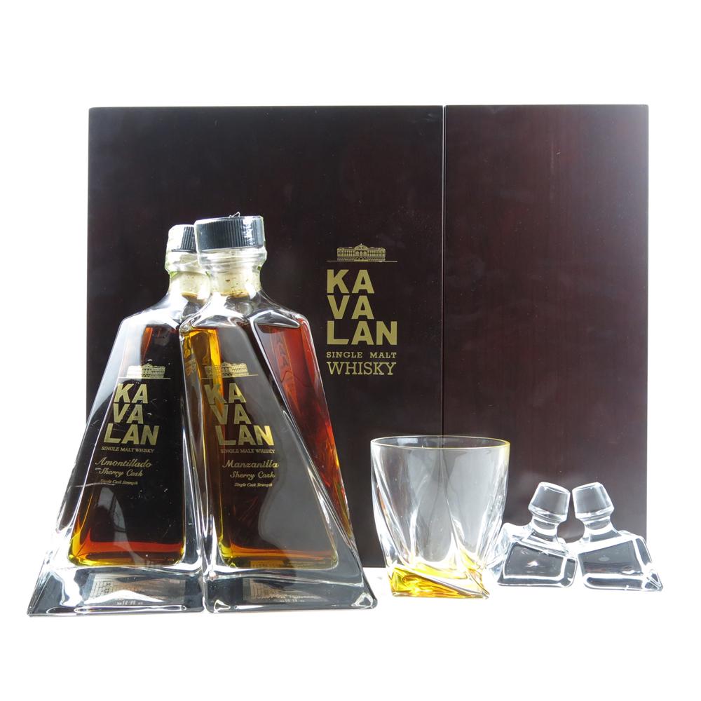 Kavalan Cask Strength Amontillado and Manzanilla Gift Set / Smashed Glass , Damaged Decanter and Box
