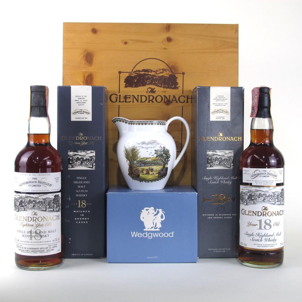 Glendronach 1973 and 1977 18 Year Old 70cl & 75cl / with Wedgwood Water Jug​