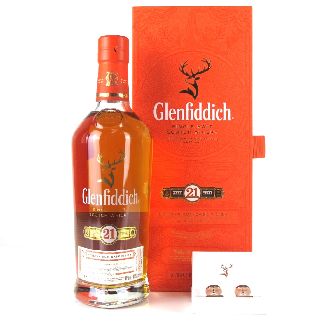 Glenfiddich 21 Year Old Reserva Rum Finish / includes Cufflinks