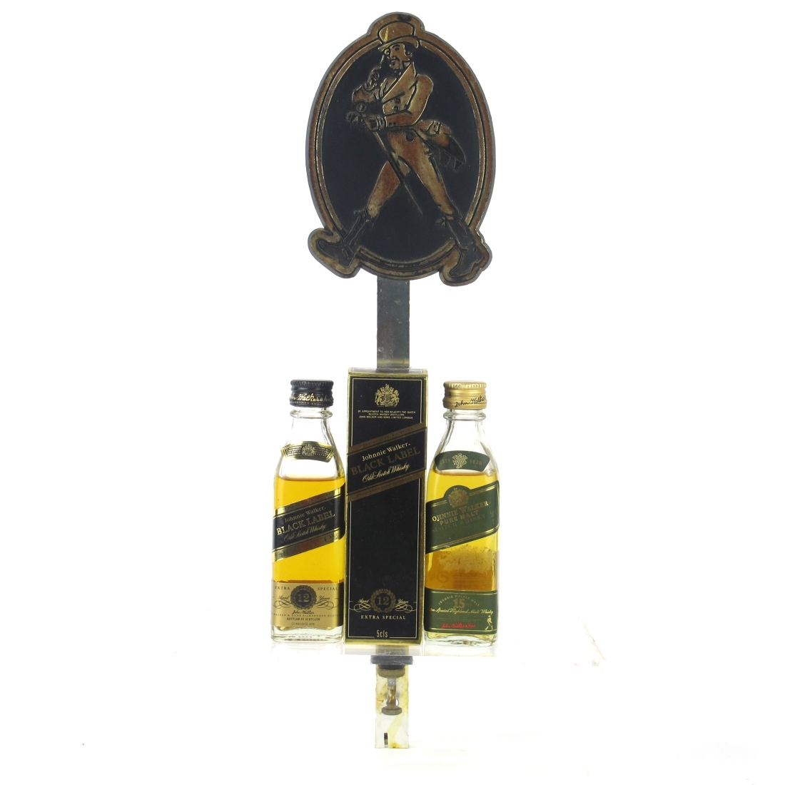 Johnnie Walker 15 Year Old Pure Malt 'Green Label'  Miniature 5cl / with Black Label Miniature 5cl & Optic