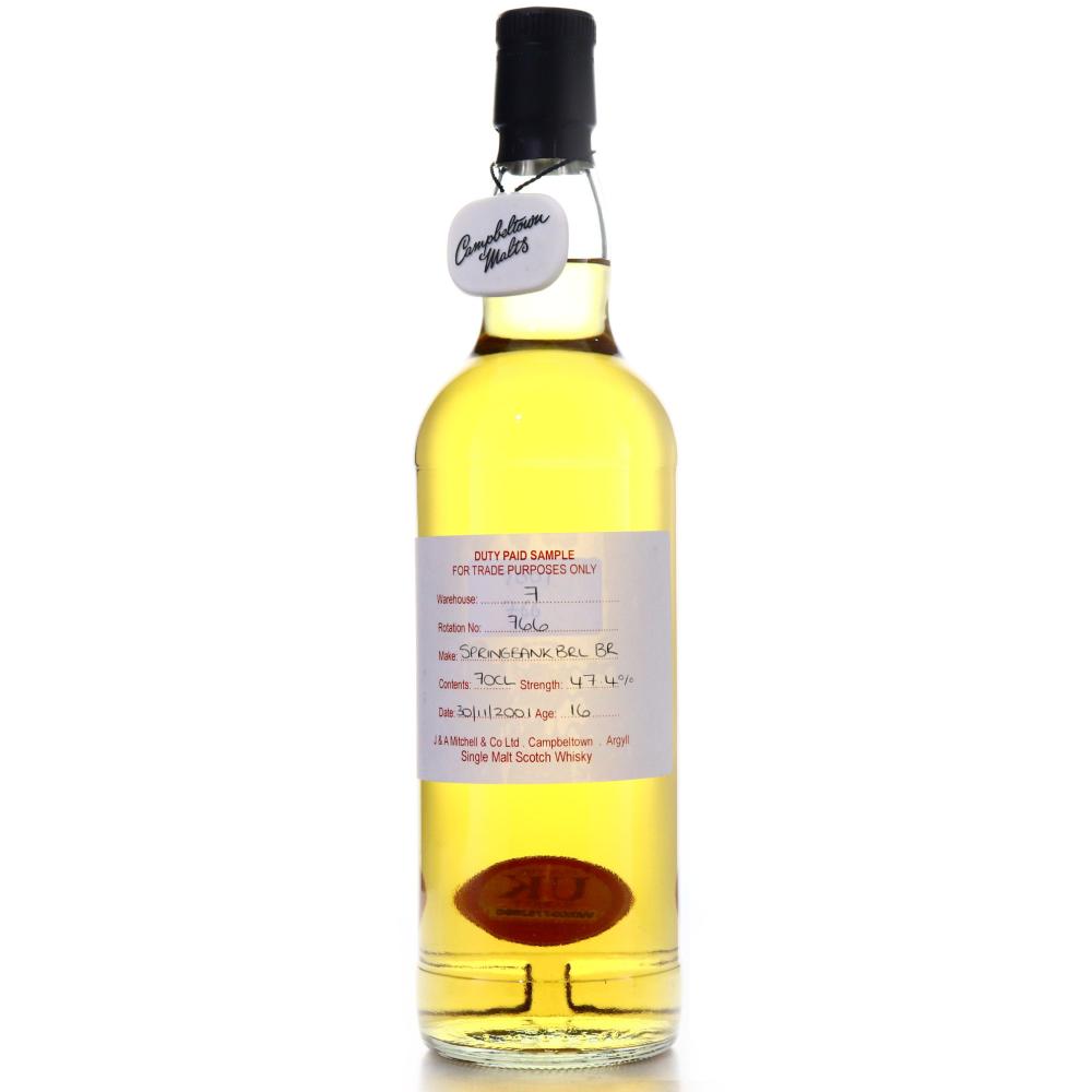 Springbank 2001 Duty Paid Sample 16 Year Old / Refill Bourbon Barrel