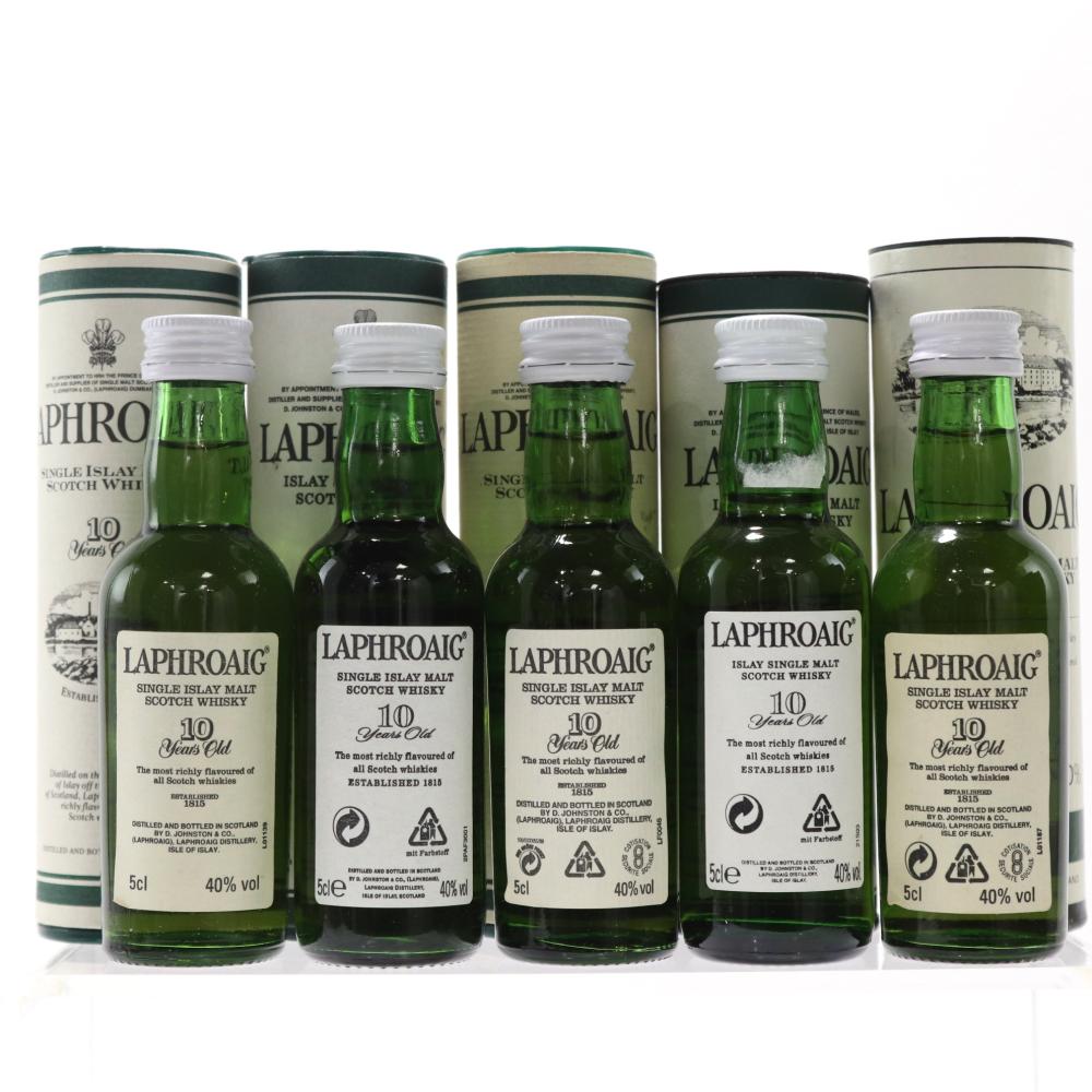 Laphroaig 10 Year Old Miniature Selection 5 x 5cl / including Pre-Royal Warrant