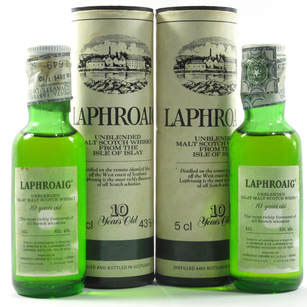 Laphroaig 10 Year Old Miniature 2 x 5cl 1980s / Cinzano Import