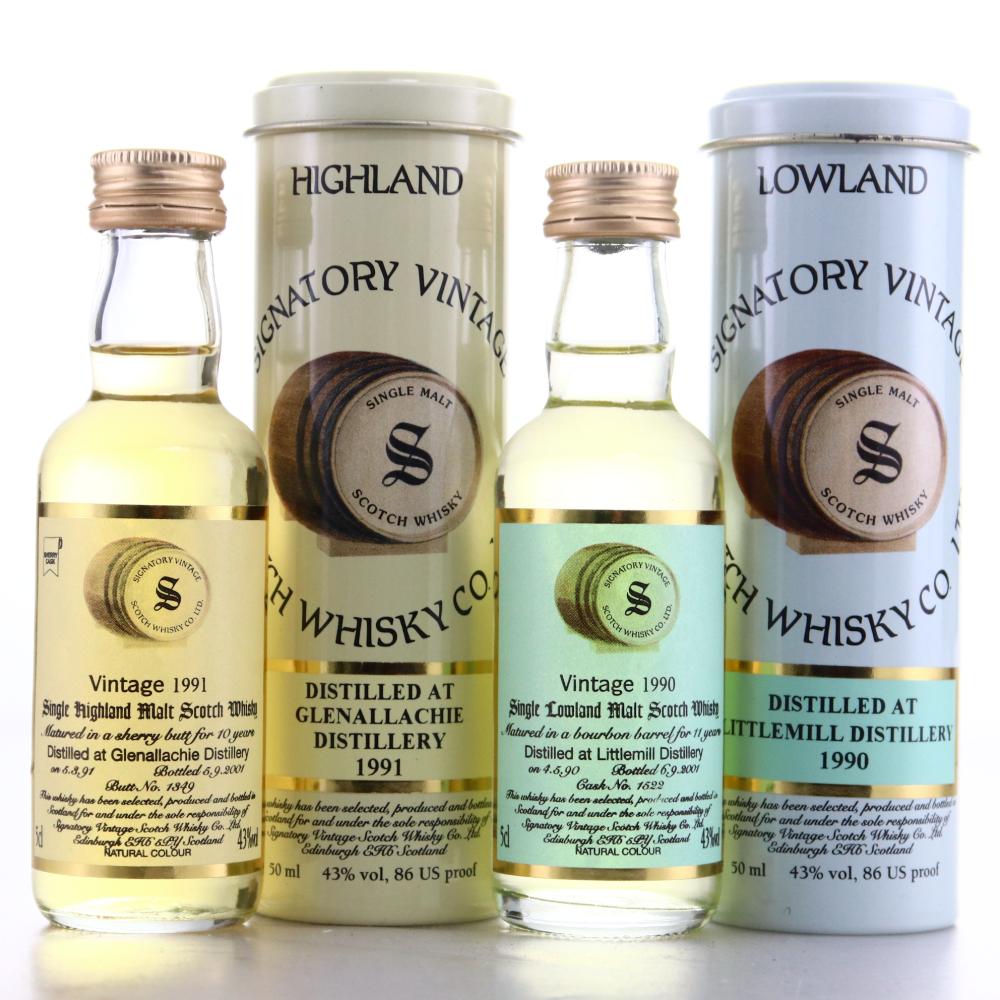 Glenallachie 1991 & Littlemill 1990 Signatory Vintage Miniatures x 2