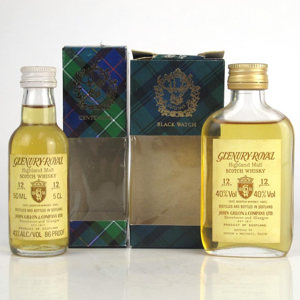 Glenury Royal 12 Year Old Miniatures 1980s 2 x 5cl