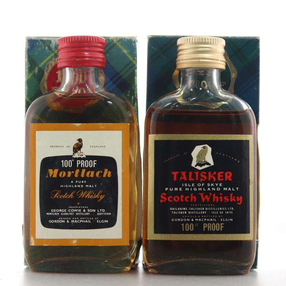 Mortlach & Talisker Gordon and MacPhail 100 Proof Miniatures 1970s