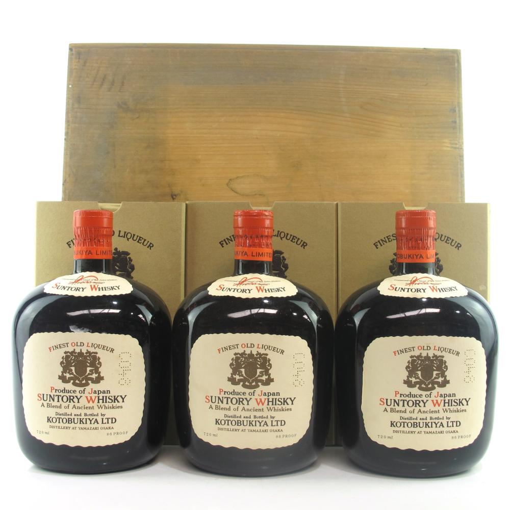 Yamazaki Suntory Finest Old Liqueur Whisky 3 x 72cl 1950s / Daimaru Wooden Case