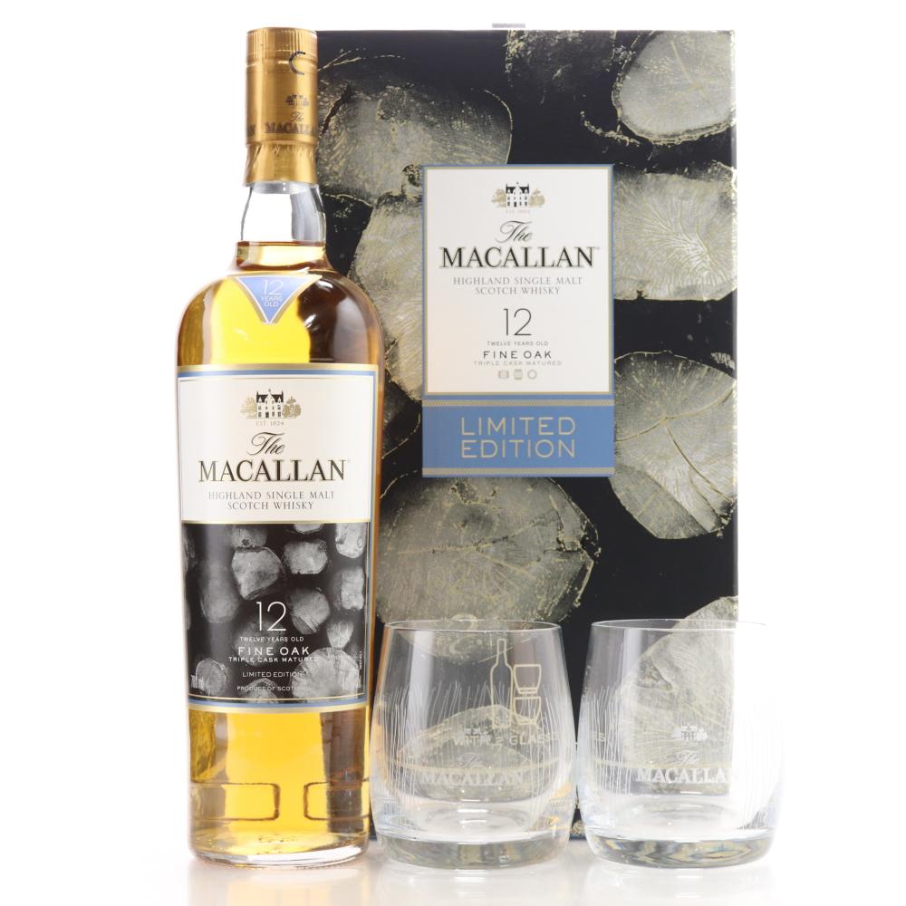 Macallan 12 Year Old Fine Oak Limited Edition Gift Pack / including 2 x Glasses