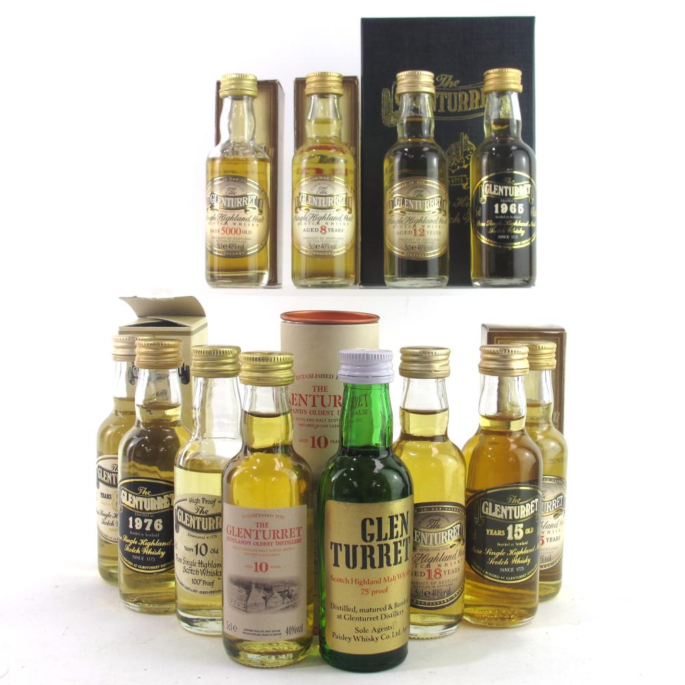 Glenturret Miniature Selection 12 x 5cl  / including 1965 Vintage