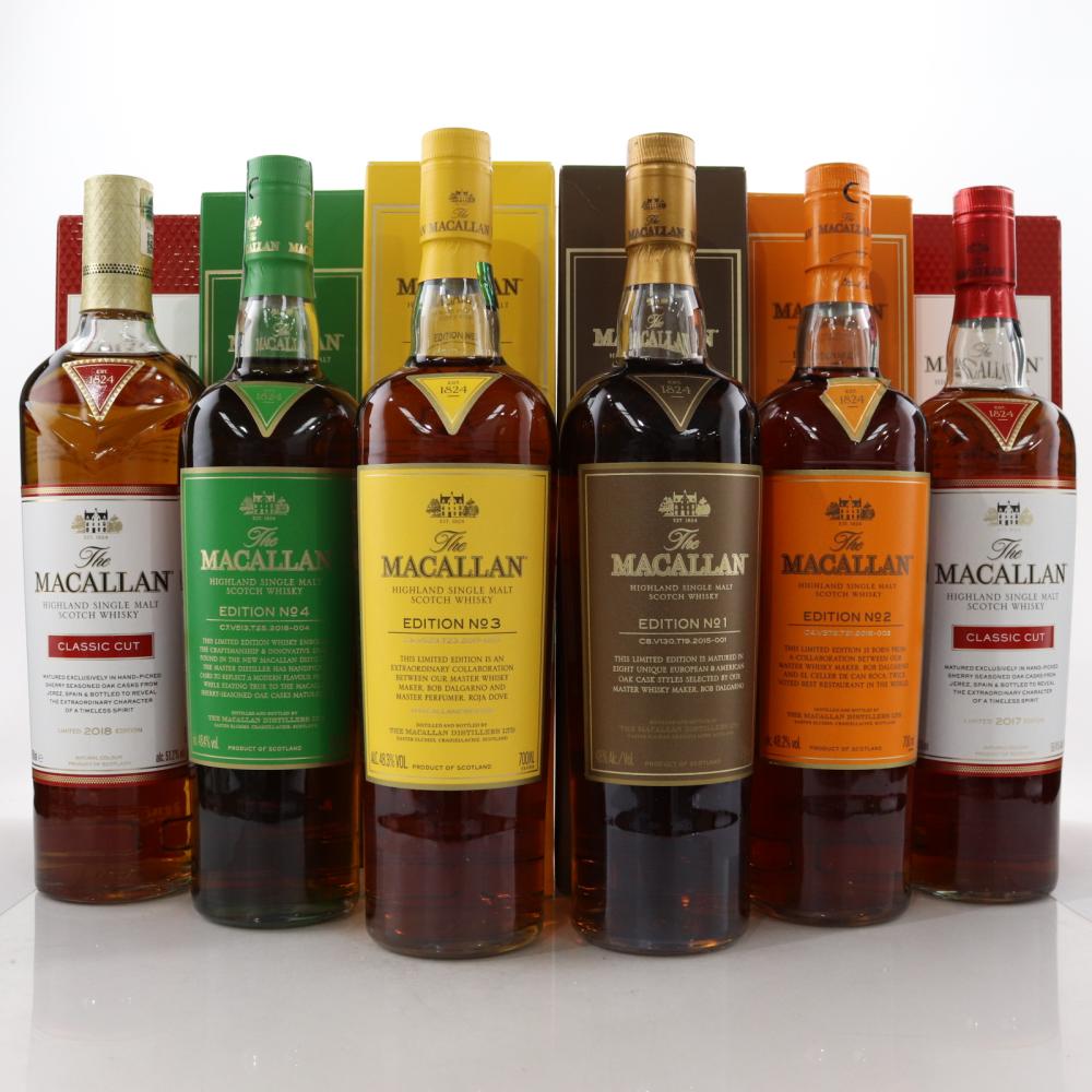 Macallan Edition No.1-4 Collection & Classic Cut 2017, 2018 6 x 70cl