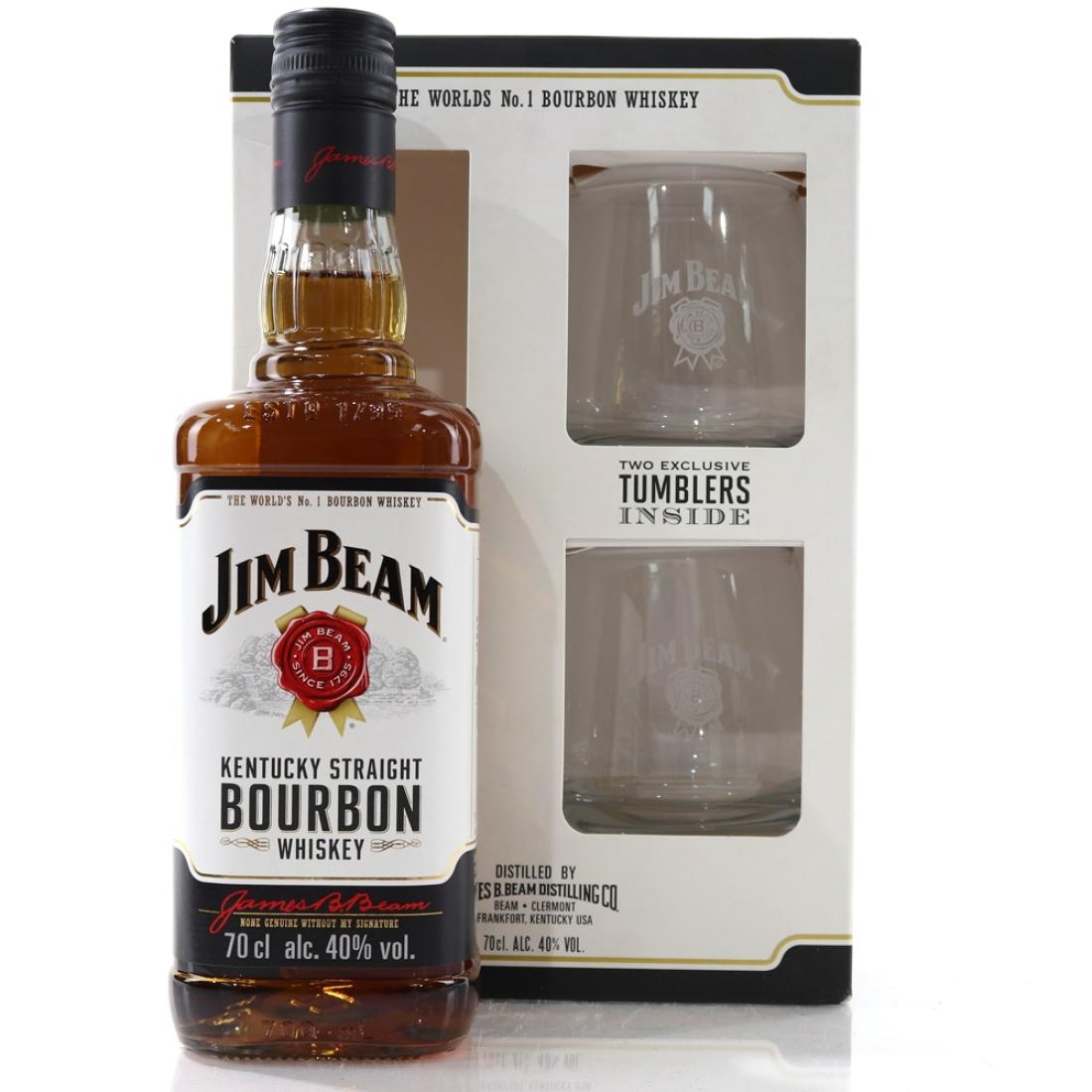 Jim Beam Kentucky Straight Bourbon / with 2 x Tumblers Whisky