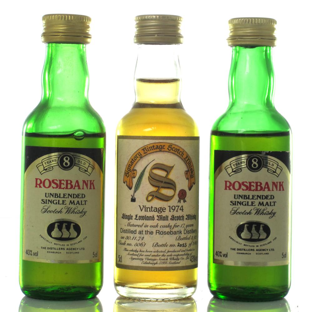 Rosebank Miniature Selection 3 x 5cl / includes 1974 Signatory Vintage