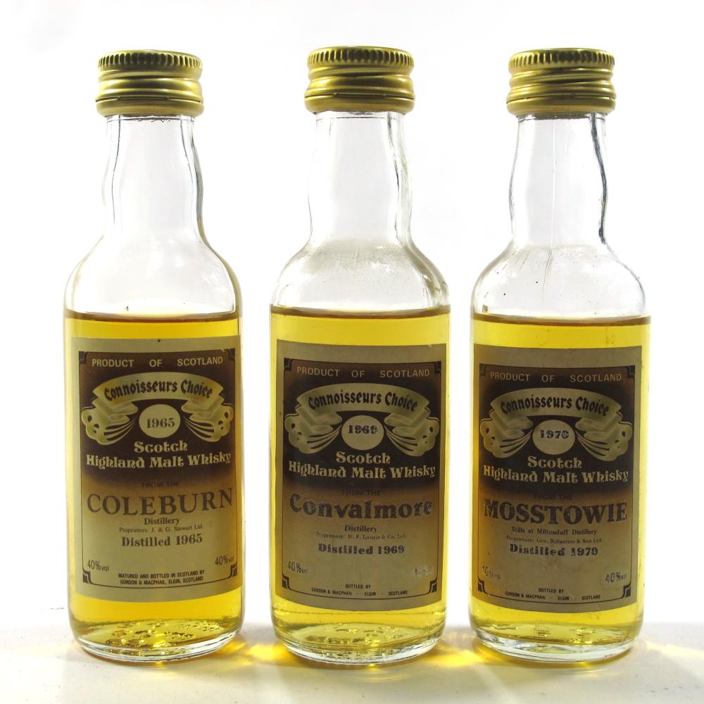Closed Speyside Gordon and MacPhail Miniatures x 3
