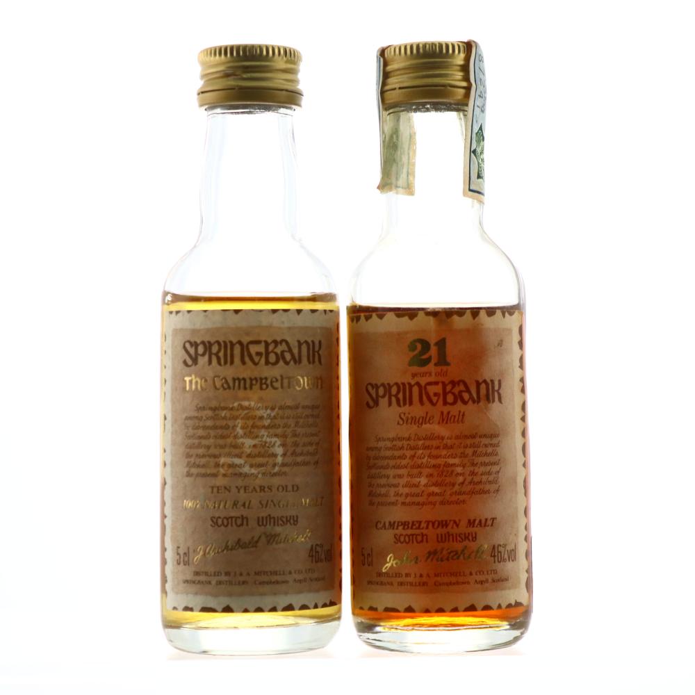 Springbank 21 & 10 Year Old Miniatures x 2