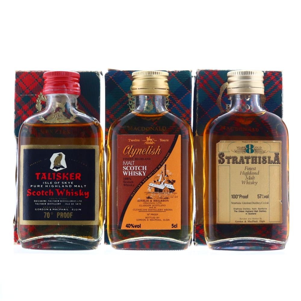 Talisker,Clynelsih & Strathisla Gordon and MacPhail Miniatures x 3