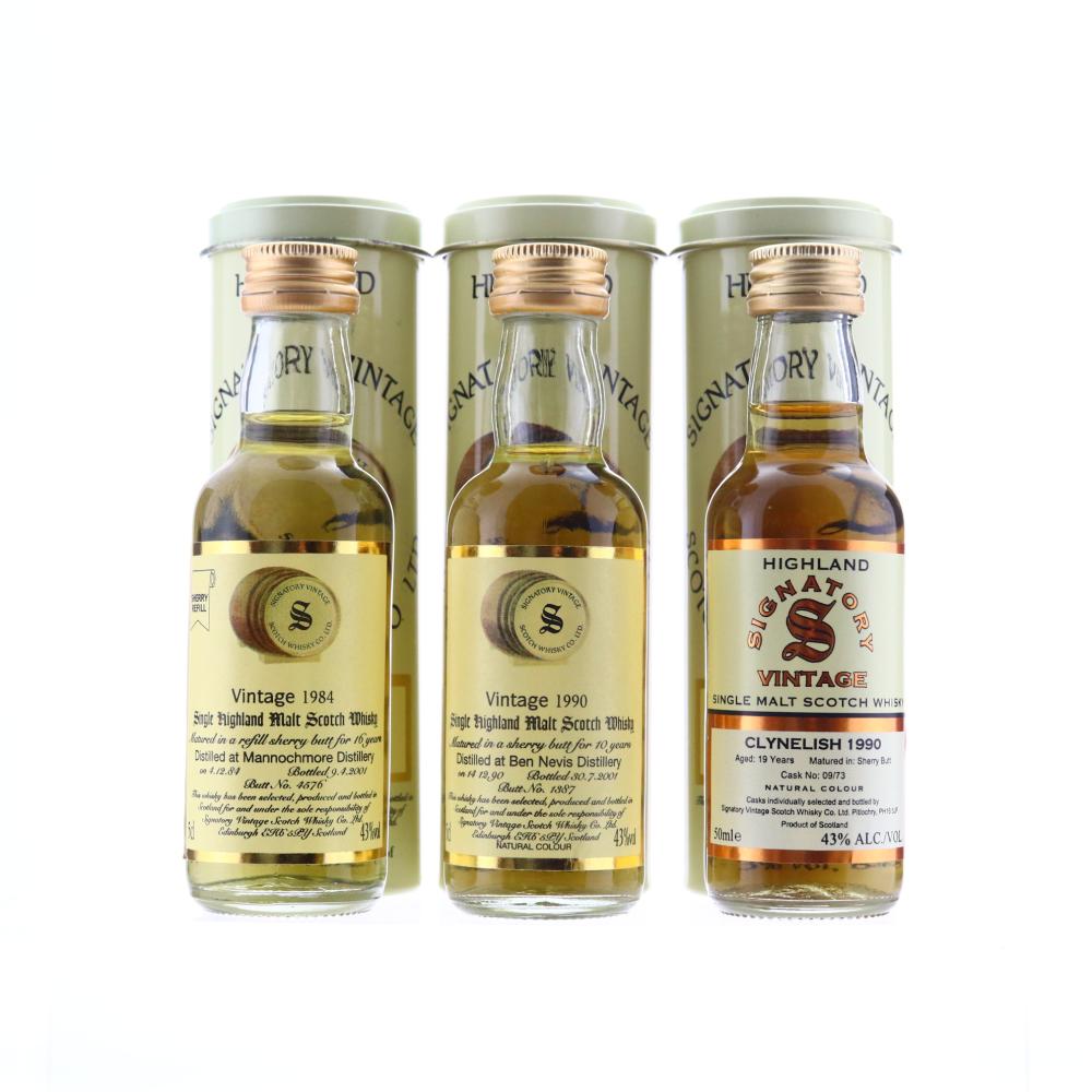 Signatory Vintage Miniatures x 3 / includes 1990 Clynelish